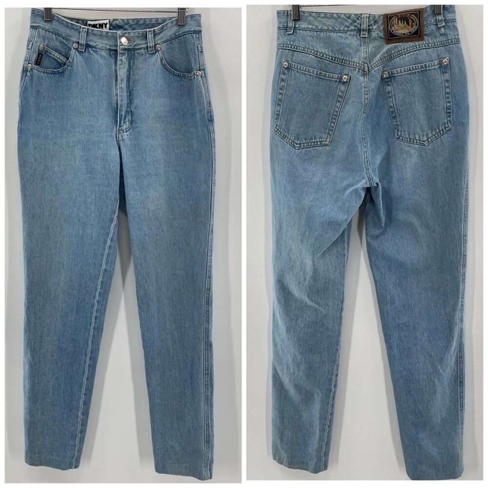 DKNY Vintage Y2K High Waisted Mom Jeans Relaxed Fit Light Wash Retro Size 8